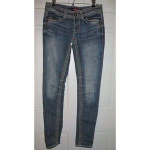 Ultra Love Juniors Cotton Blend Low-Rise Skinny Leg Blue Denim Jeans Size 3